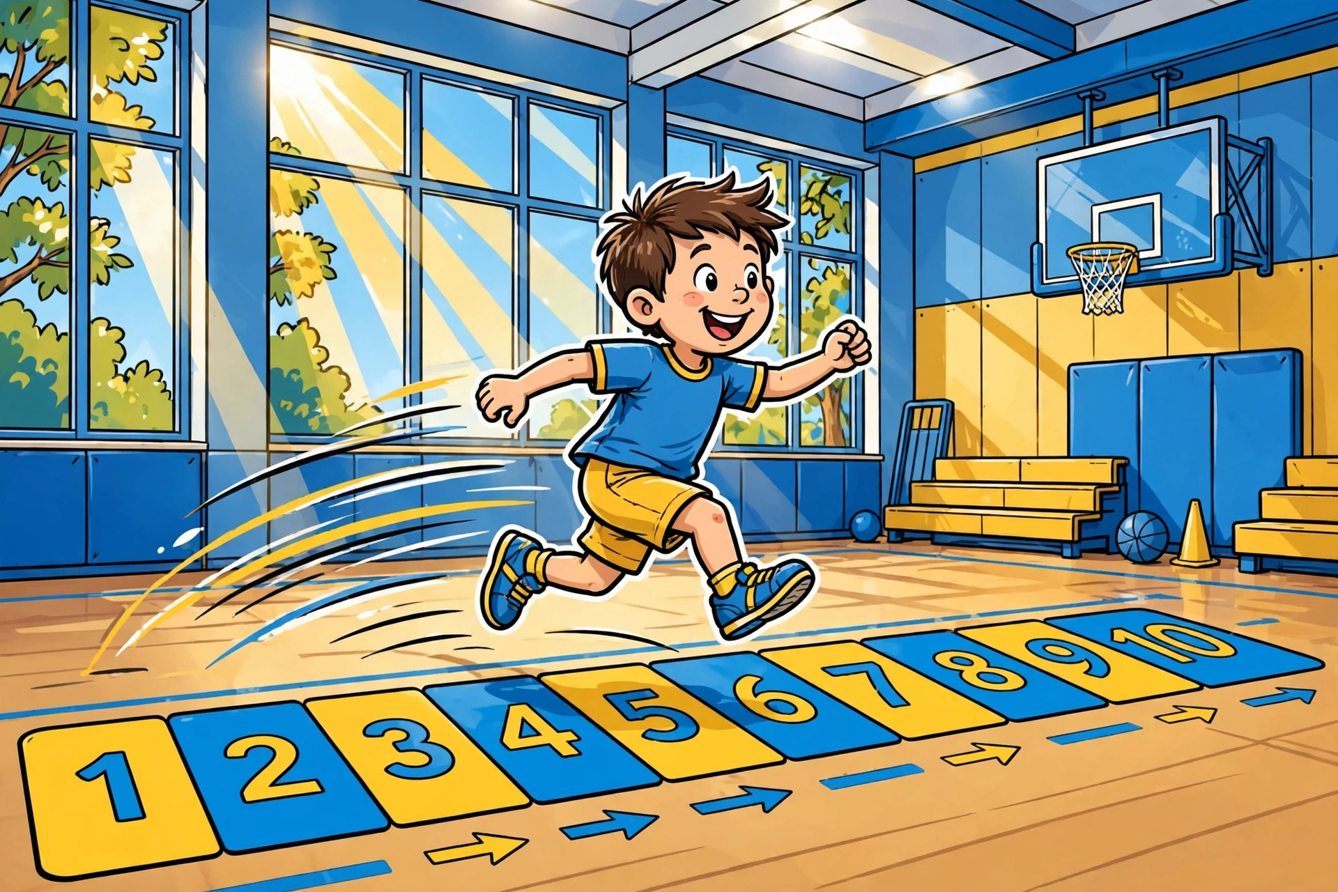 Number line showing skip counting hops for 3rd grade multiplication practice