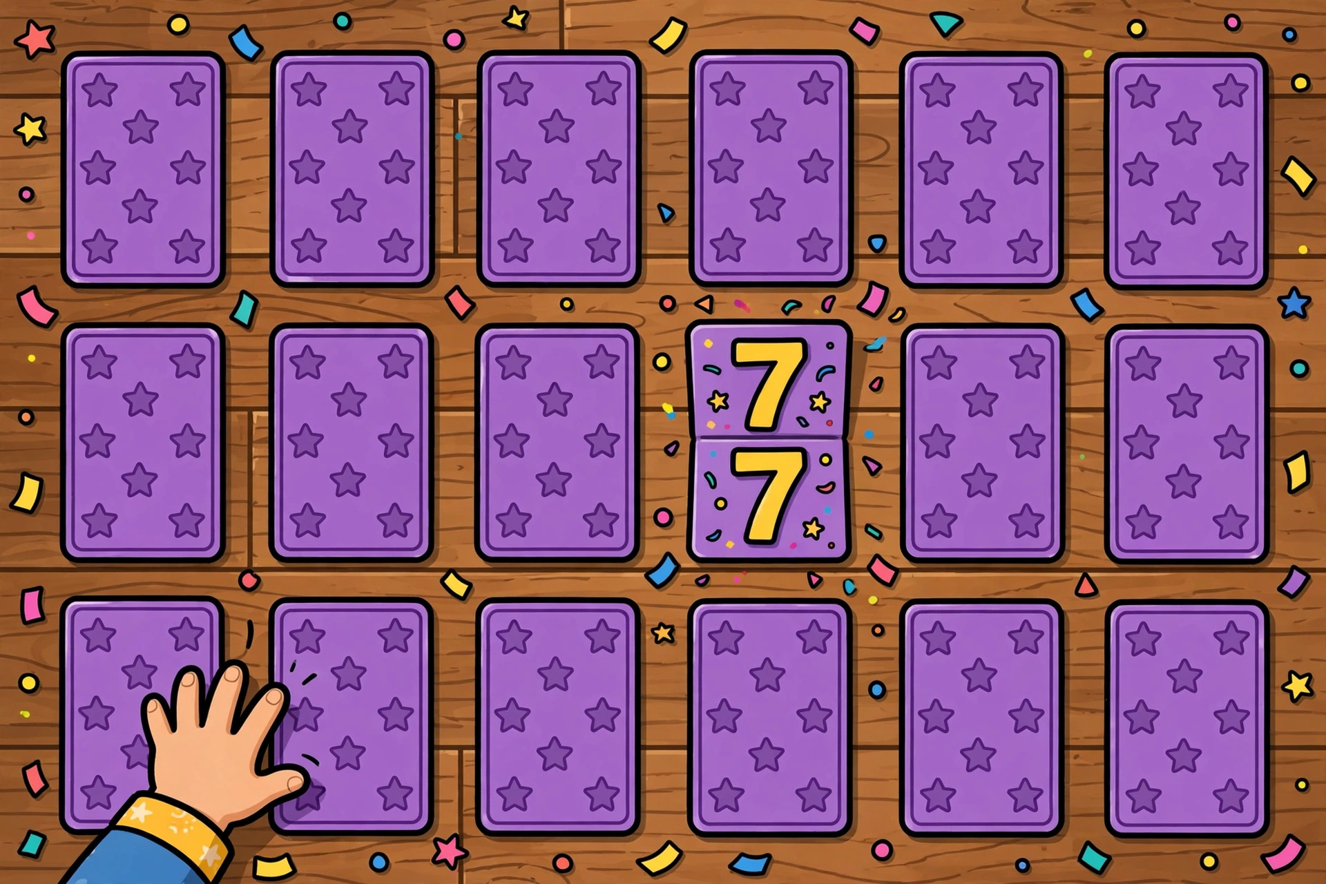 Multiplication memory match cards spread out face down on a table